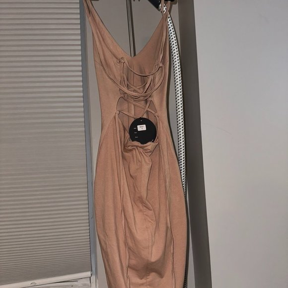 Strappy Nude Bodycon Dress, ASOS, NWT, Size US 6 - Picture 3 of 6